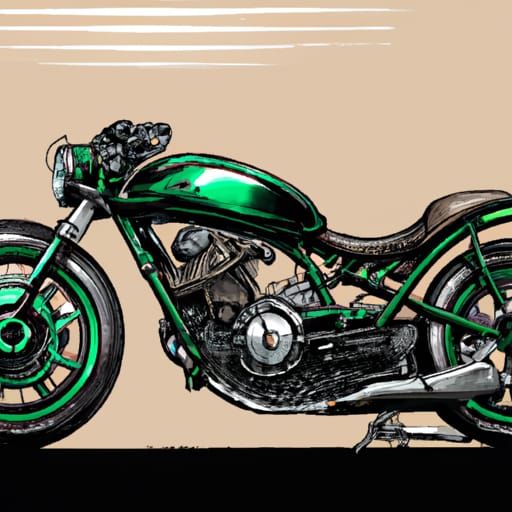 Futuristic Motorcycle in Comic Book Art Style