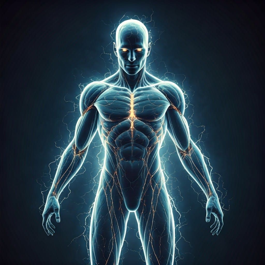 Ethereal Electricity Man in Cinematic Style