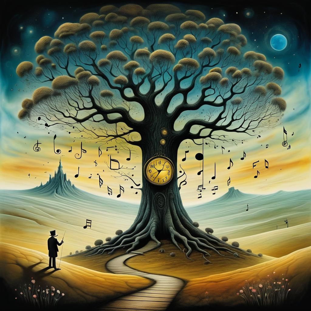 Surreal Musical Landscape in Fantasy Art Style