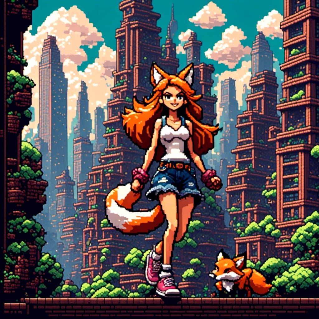 Adorable Fox-girl VIXEN adventure video game for the SEGA GE...