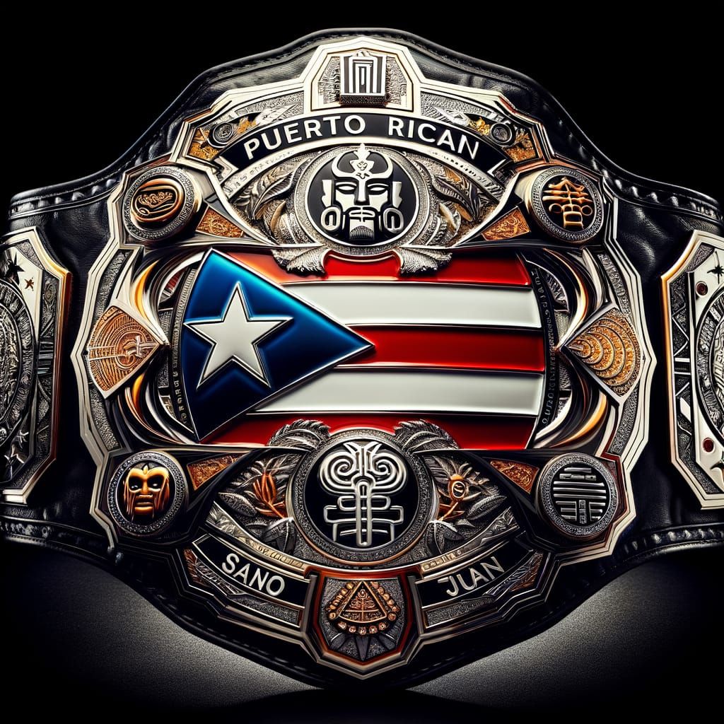 Puerto Rican Championship Belt with Taino Symbols