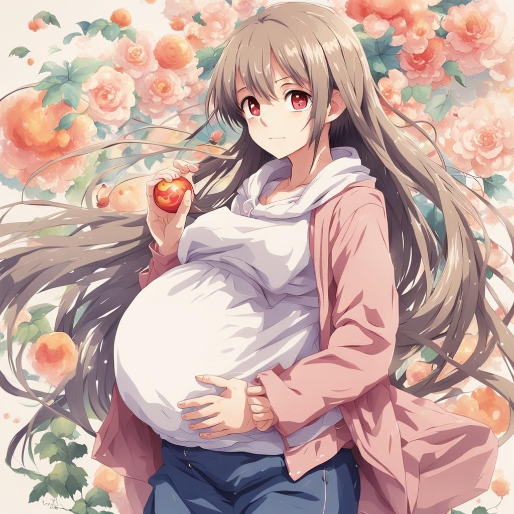 Pregnant Anime Girl in Manga Style