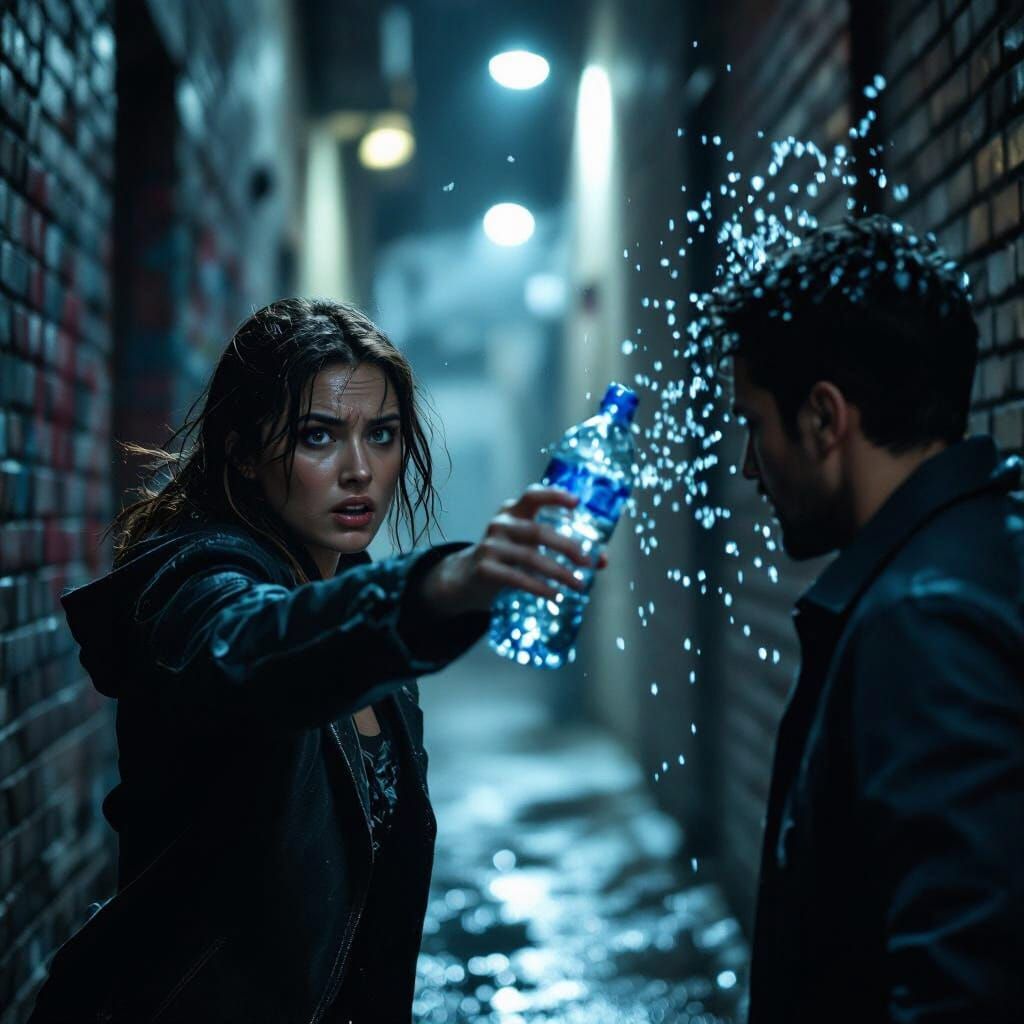 Woman Defends Herself in Dark Alley, Cinematic Thriller Styl...