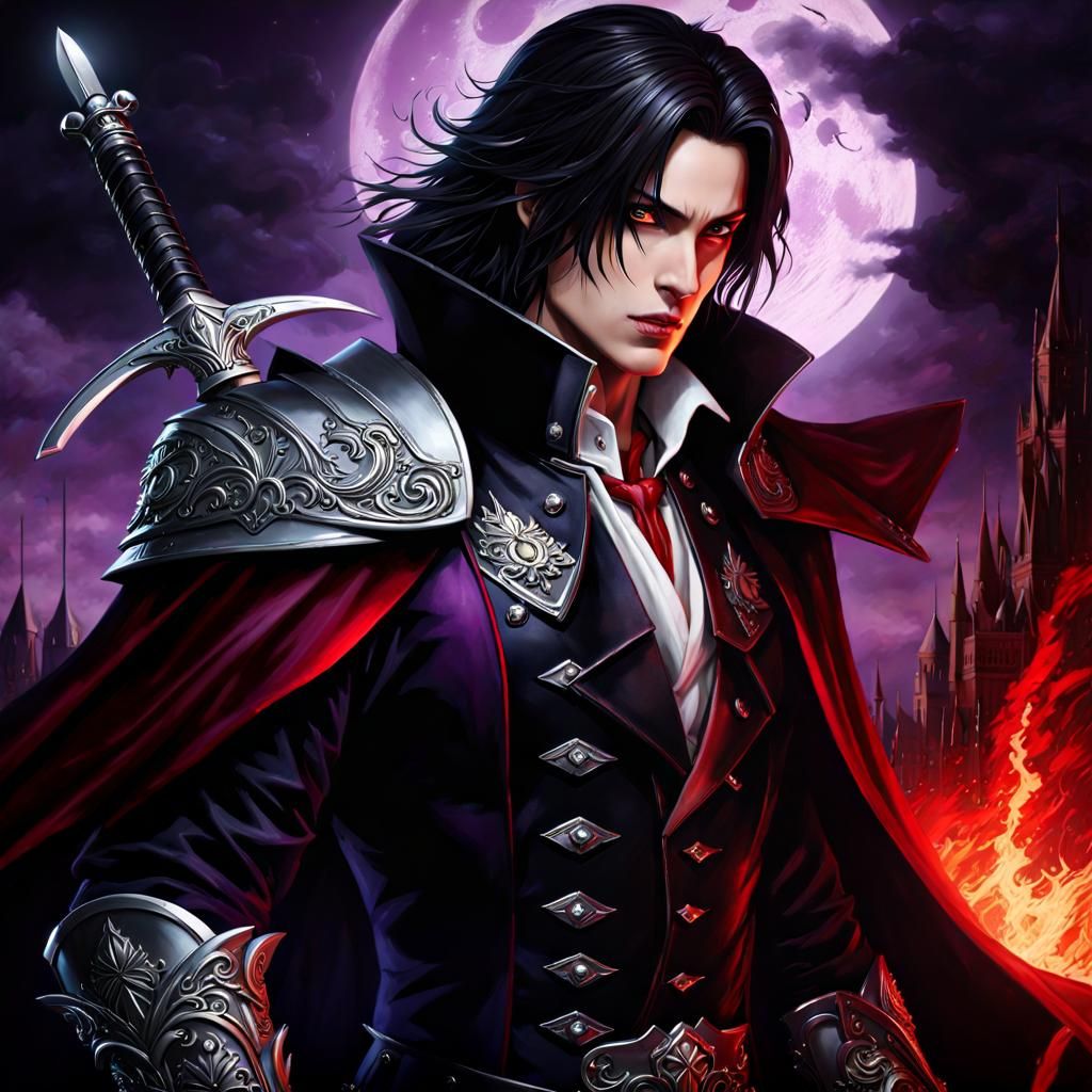 Vampire Knight with Raven Armor in Dark Fantasy Style