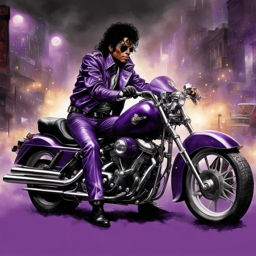 Michael Jackson on Purple Rain Motorcycle