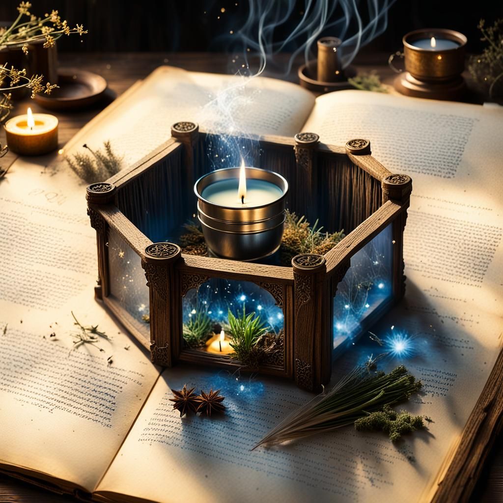 Mystical Spellbook Radiating Arcane Light in Chamber