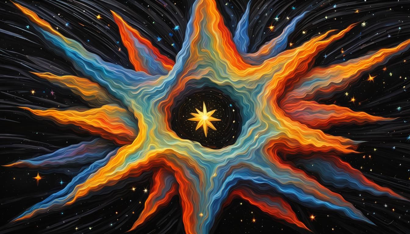 Electromagnetic Star in Impasto Oil Paint Style