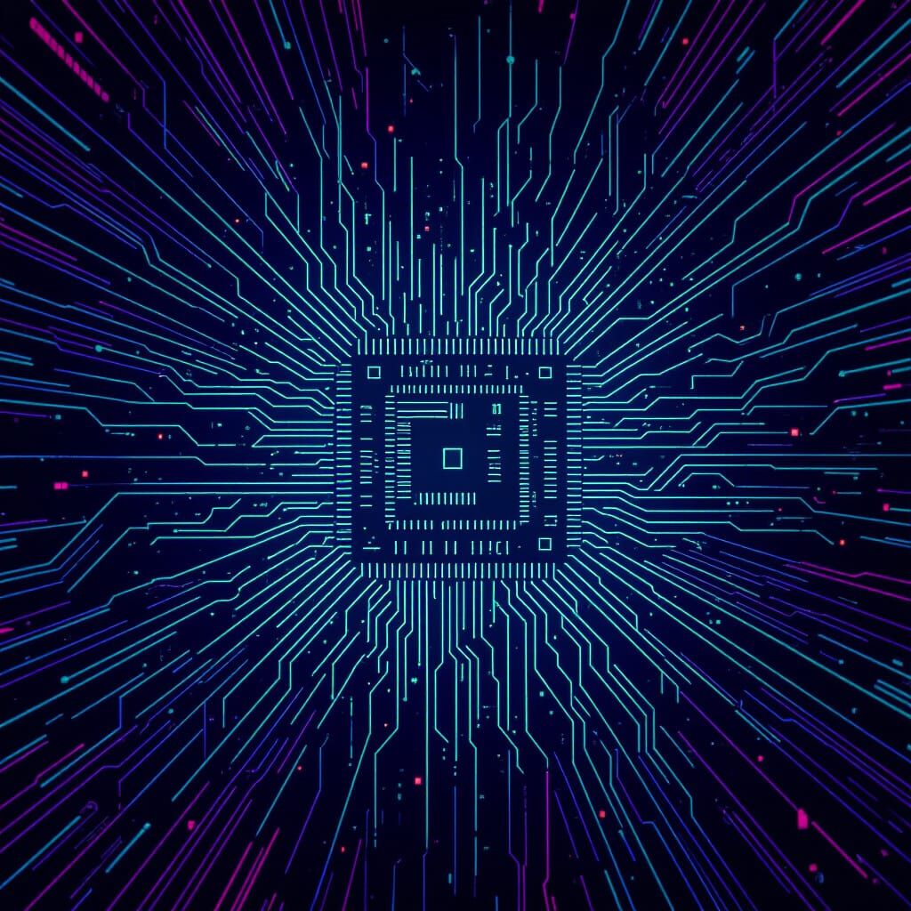 Glitching Digital Interface in Futuristic Abstract Style