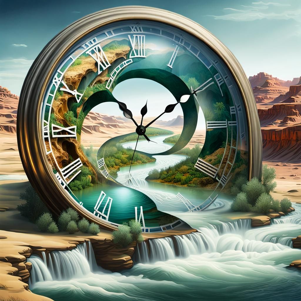 Flow of time changing desert to jungle