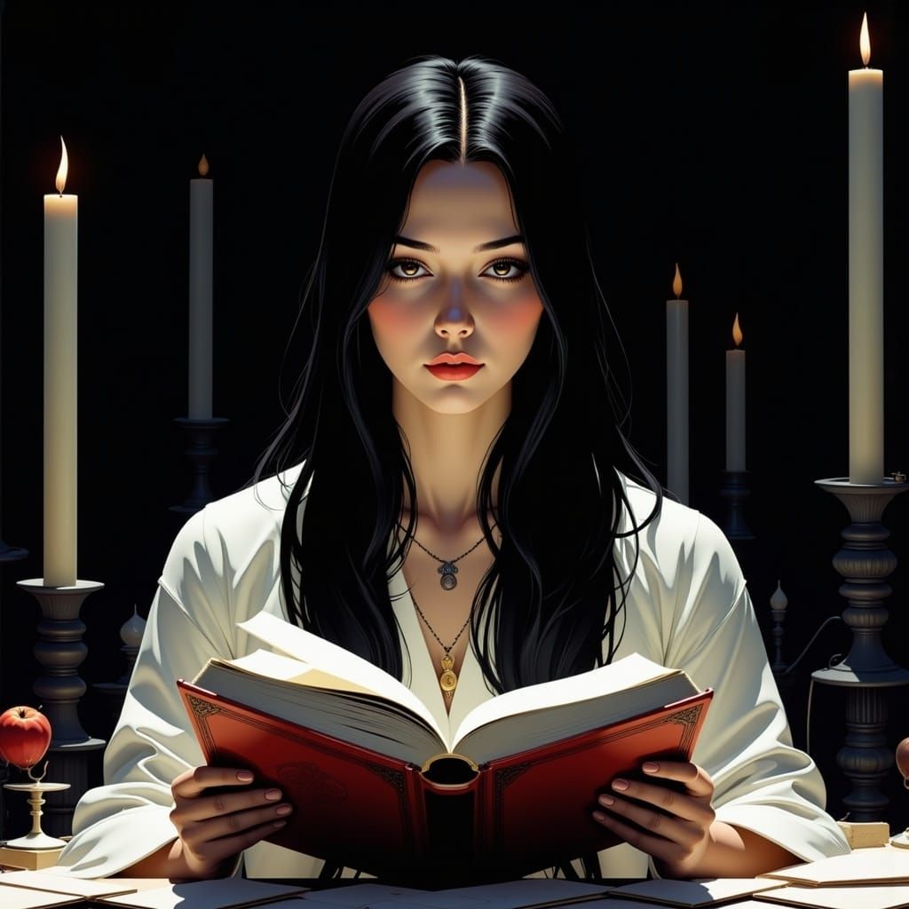 Janice and the Book of Death: Minimalist Illustration