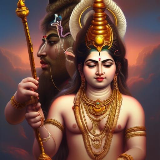 Shiva and Shakti: Hyperdetailed Portrait in Nirvana