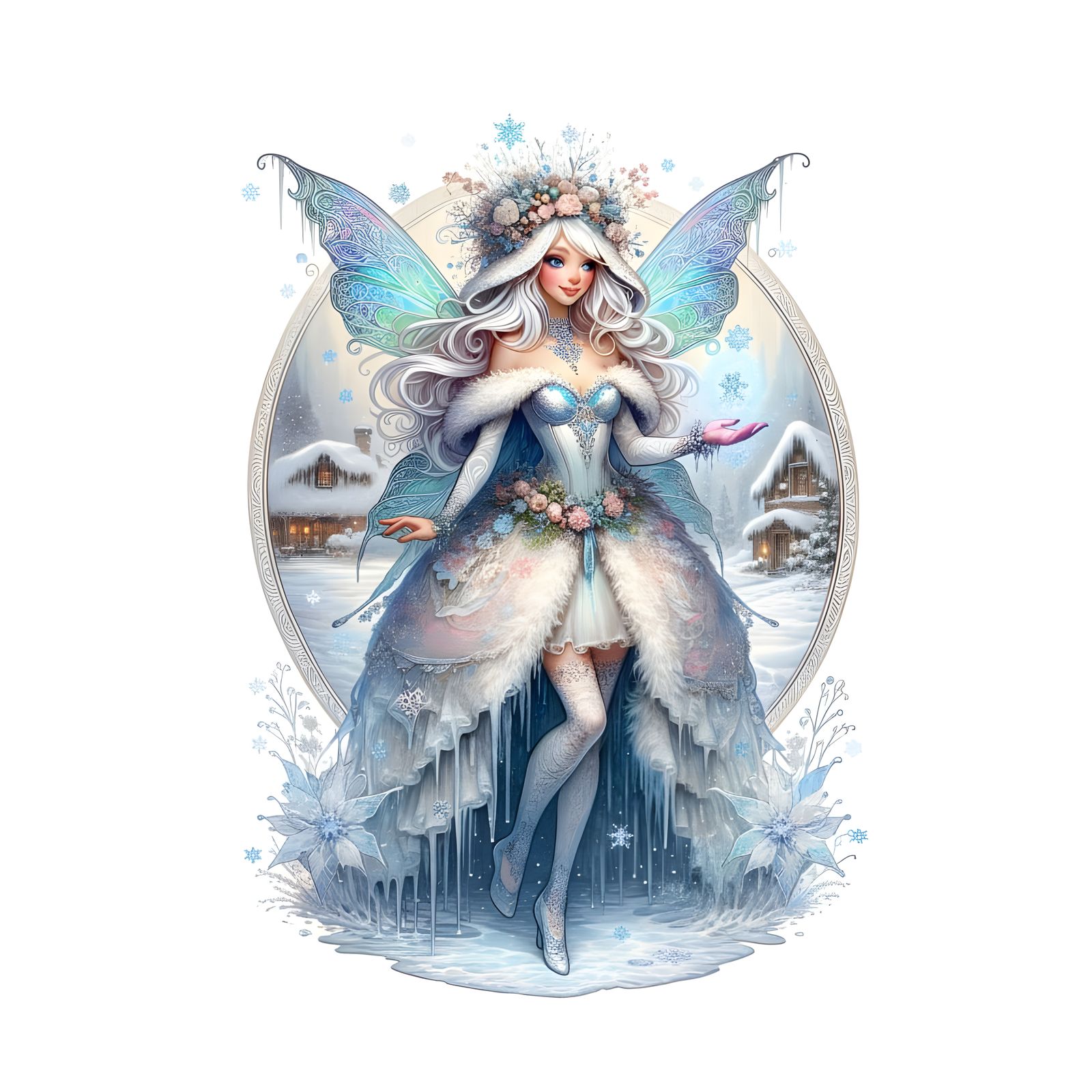 January Fairy of Ice and Snow Protects Lost Villagers