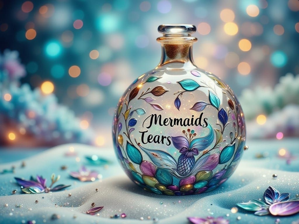 Mermaid's Enchanted Vial in Iridescent Glass