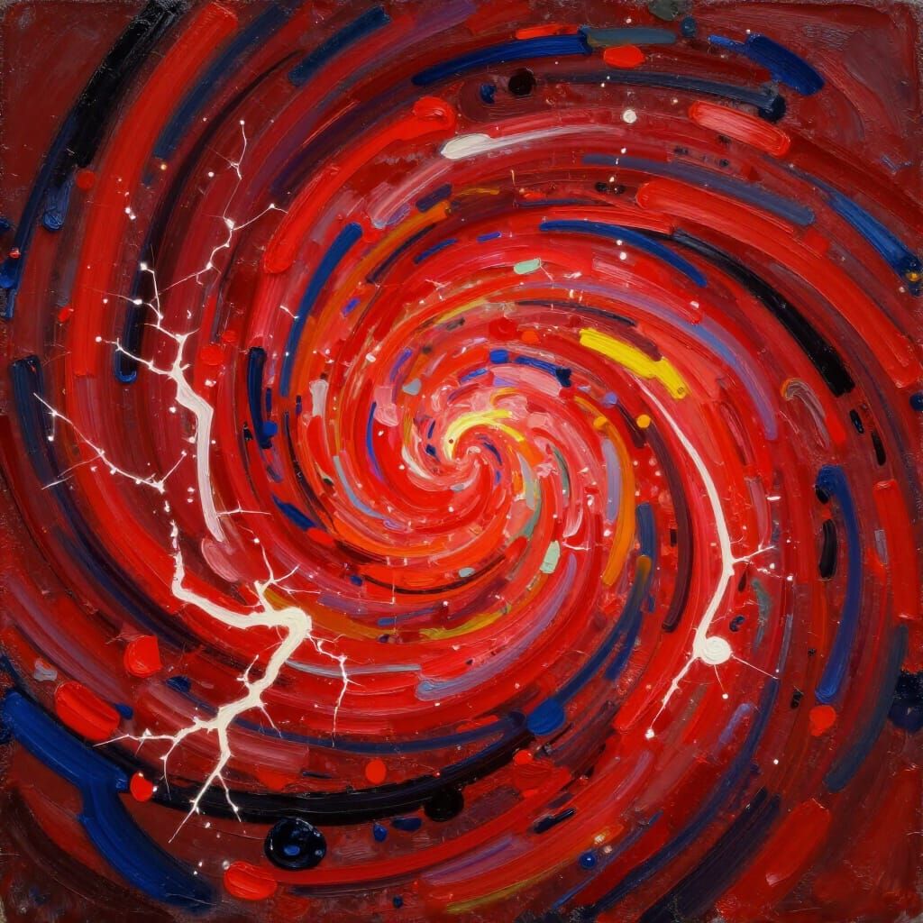 Crimson Energy Vortex in Expressive Style