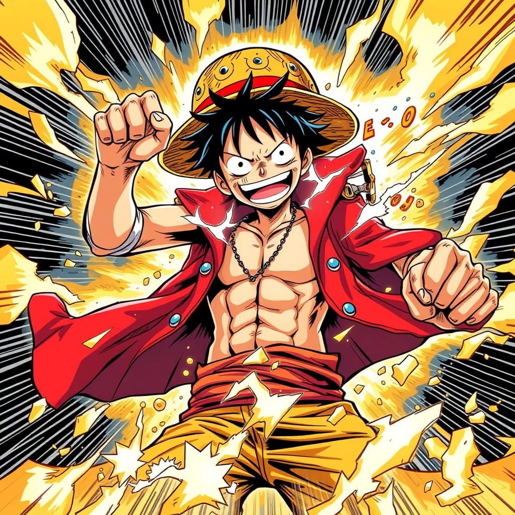 One Piece's Gear 5 Luffy Unleashed in Epic Digital Art