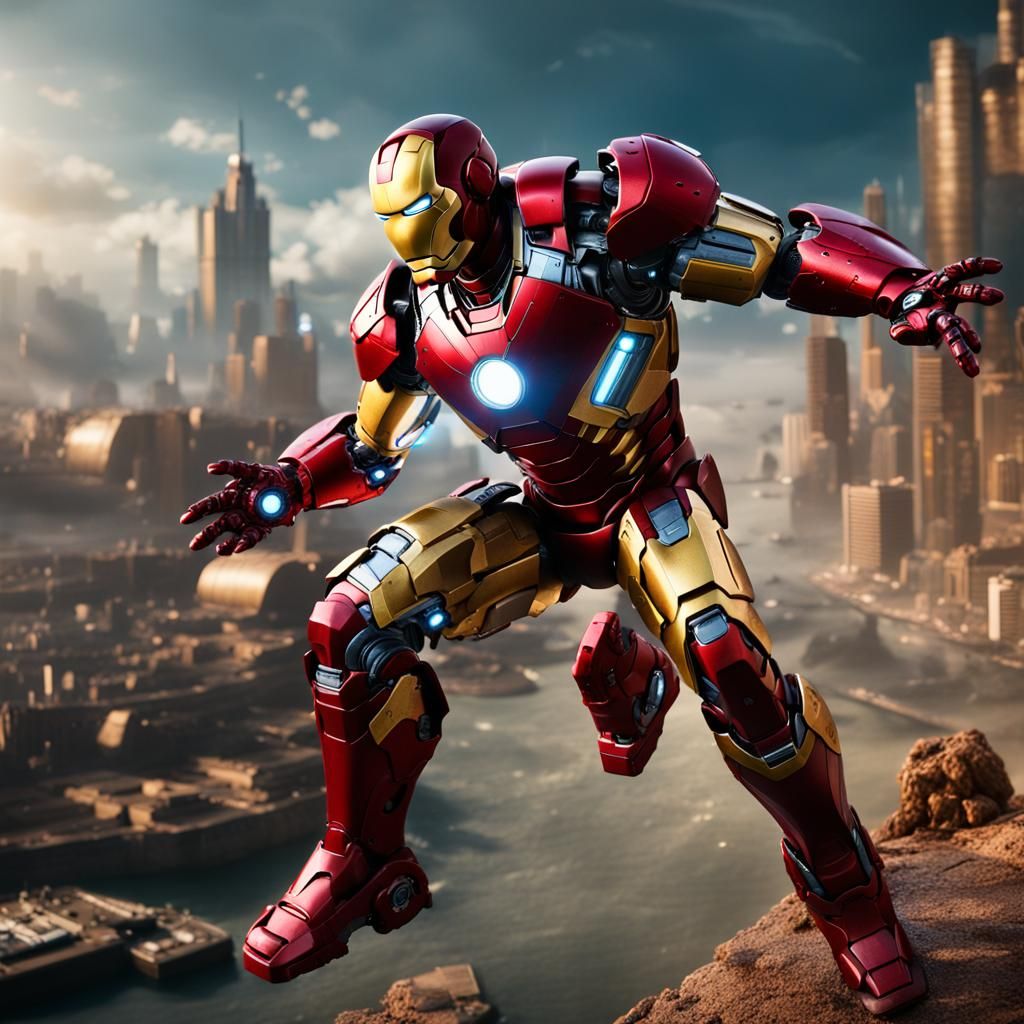 Detailed Iron Man Action Figure Matte Painting