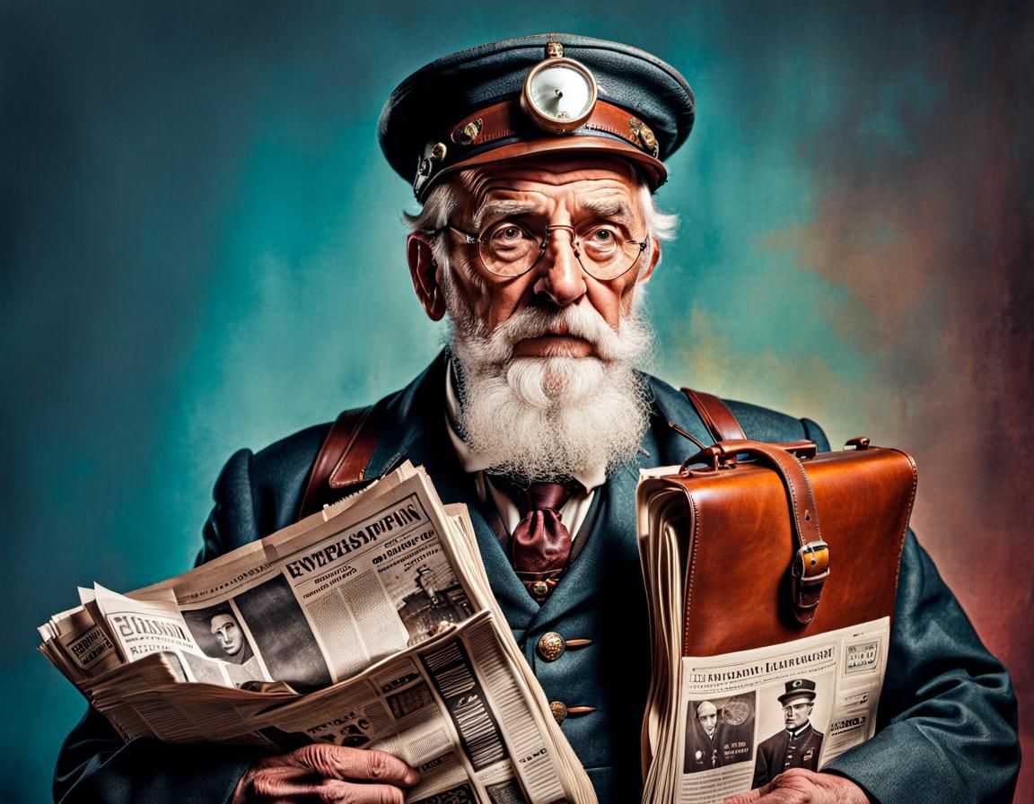 Steampunk Postman in Retro Hyperreal Photo