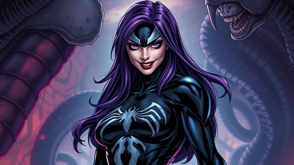 Surreal Dark Goddess Emerges from Venom Hive in Hyperrealist...