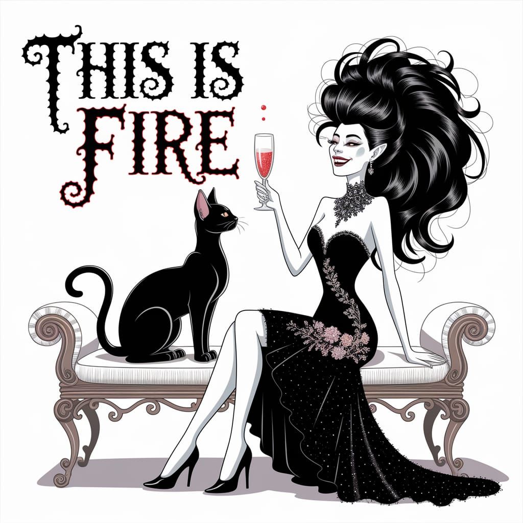 Gothic Vampire Bride in Regal Fantasy Attire with Black Sphi...