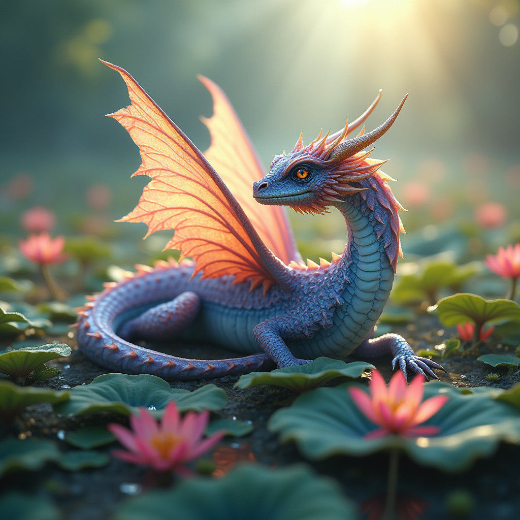 Butterfly Dragon in Atmospheric Matte Painting Style