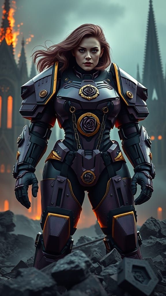 Gothic Space Marine in Brutalist Power Armor