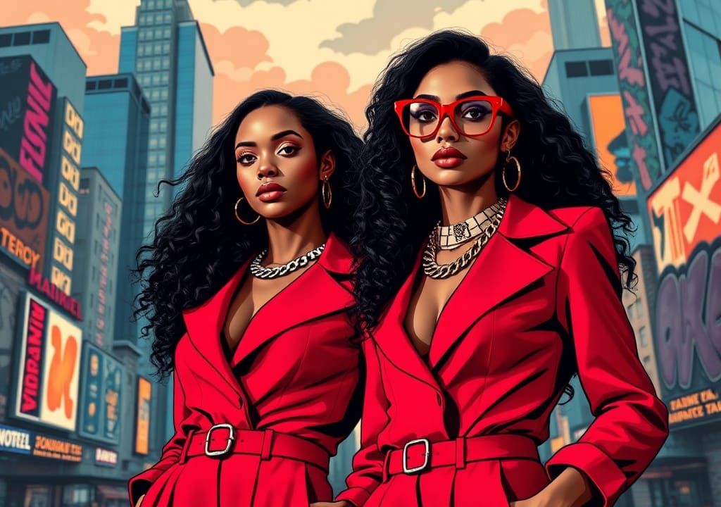 Melanin Women in Urban Pop Art Style