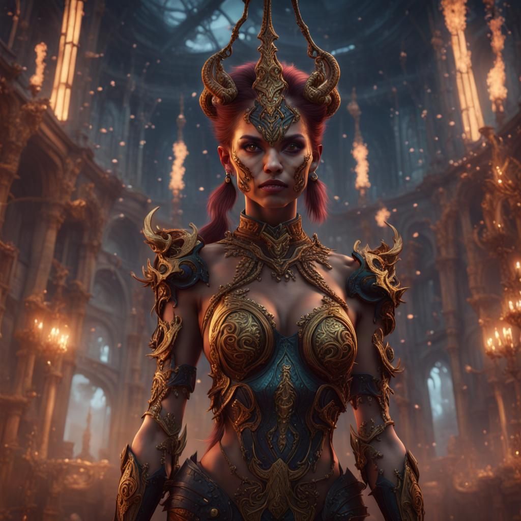 Female Gemini Villain in Detailed Matte Painting