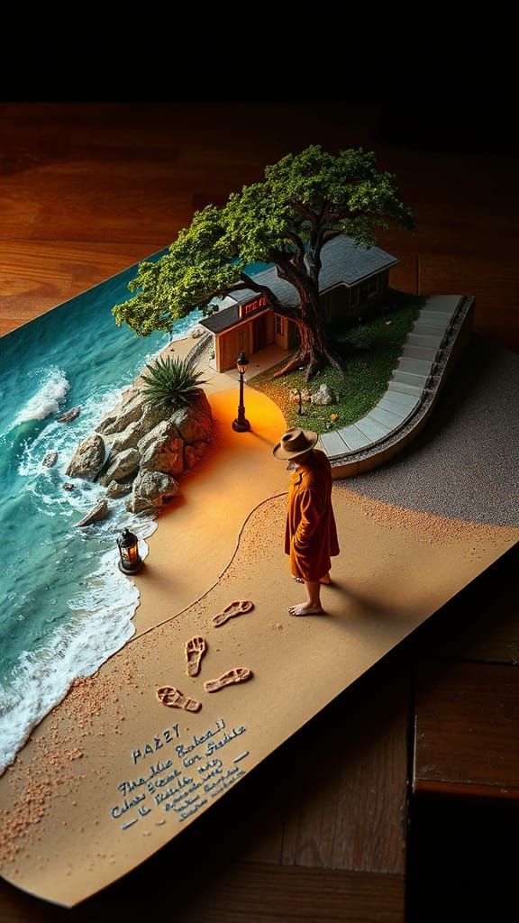 Absurdist Isometric Landscape with Micro Gunslinger