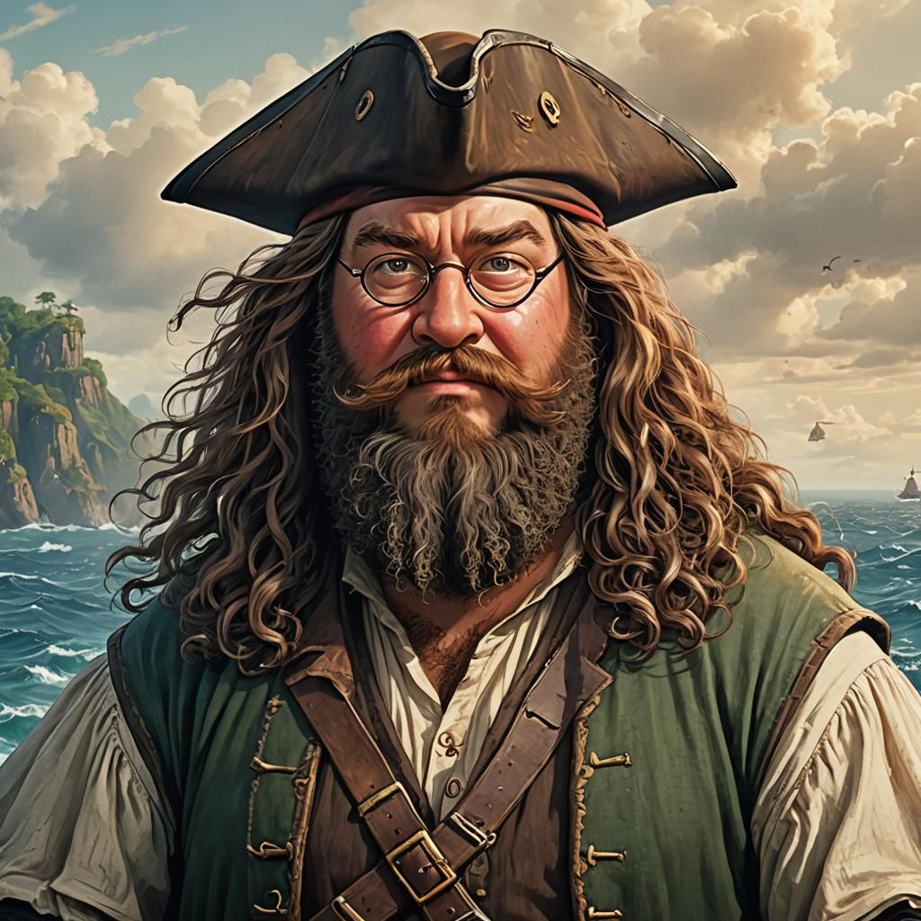 Happy Pirate Couple on the Open Sea