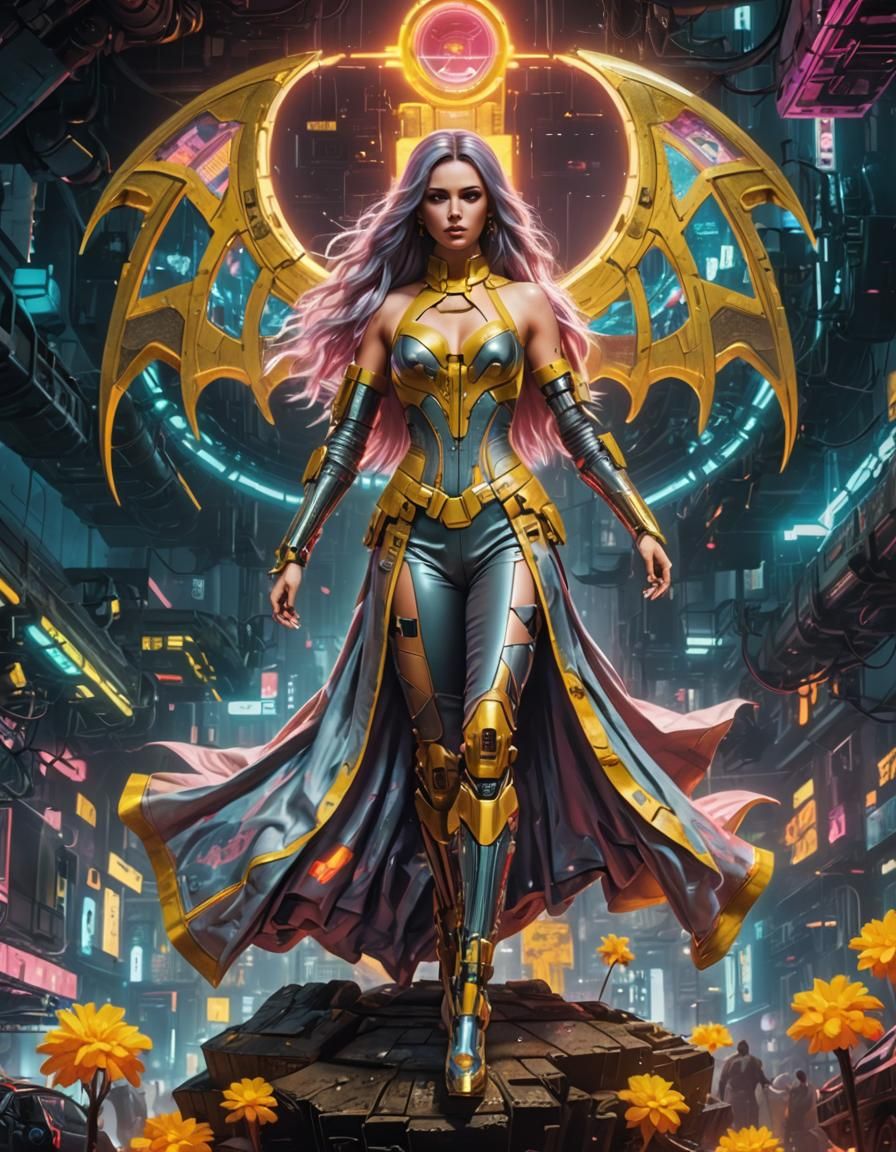 Robot Dragon Girl with Rainbow Slime Body