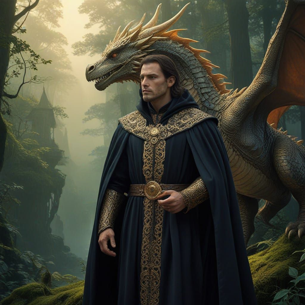 A Dignified Man Engages in Intimate Dialogue with a Majestic...