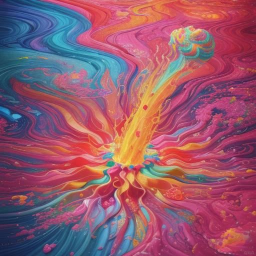 Cosmic Fire Water in Candy Art Style