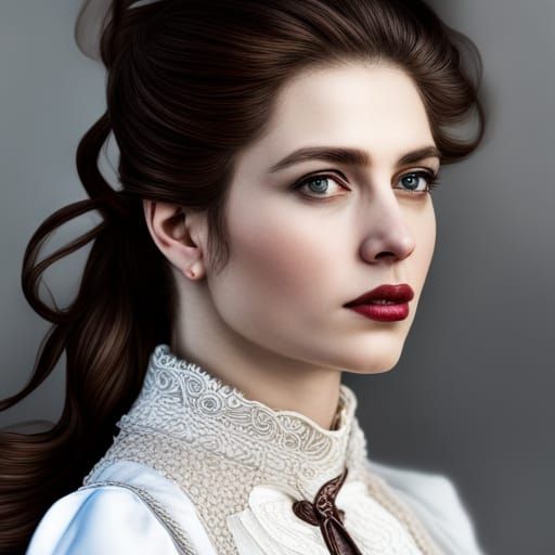 Victorian Woman Portrait in Hyperrealistic Style