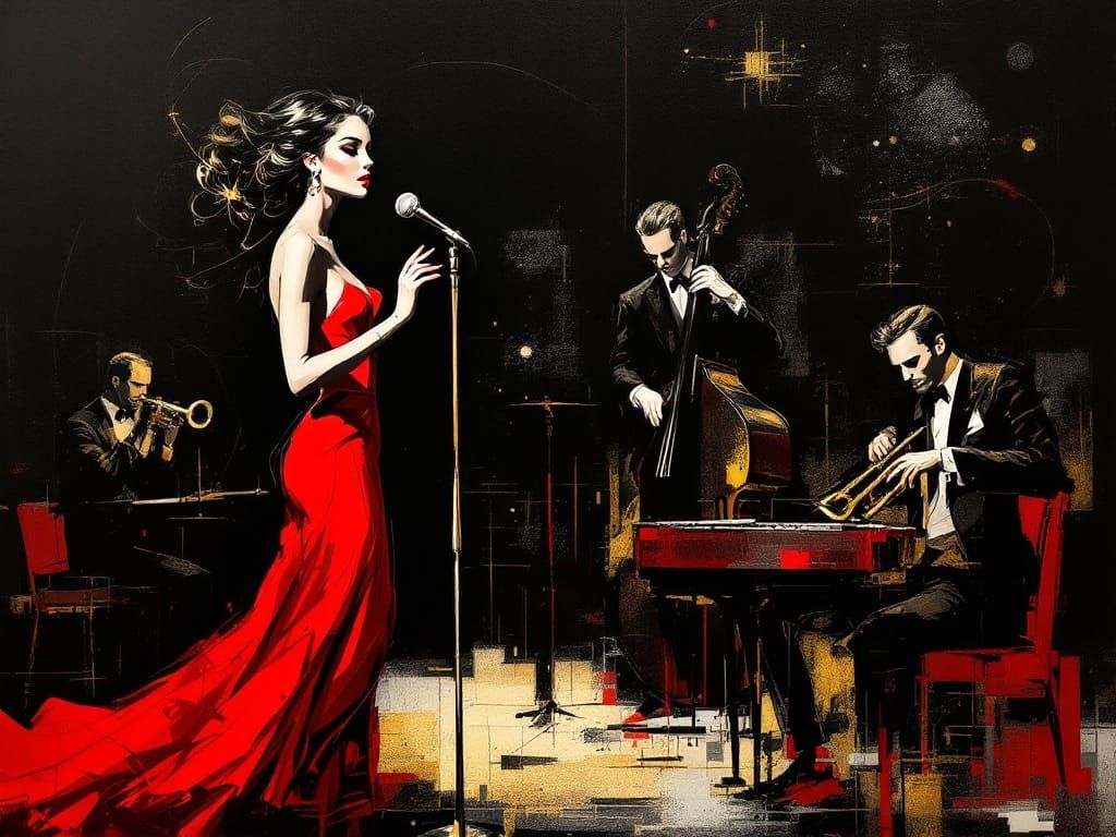 Expressive Jazz-Inspired Art with Fragmented Forms