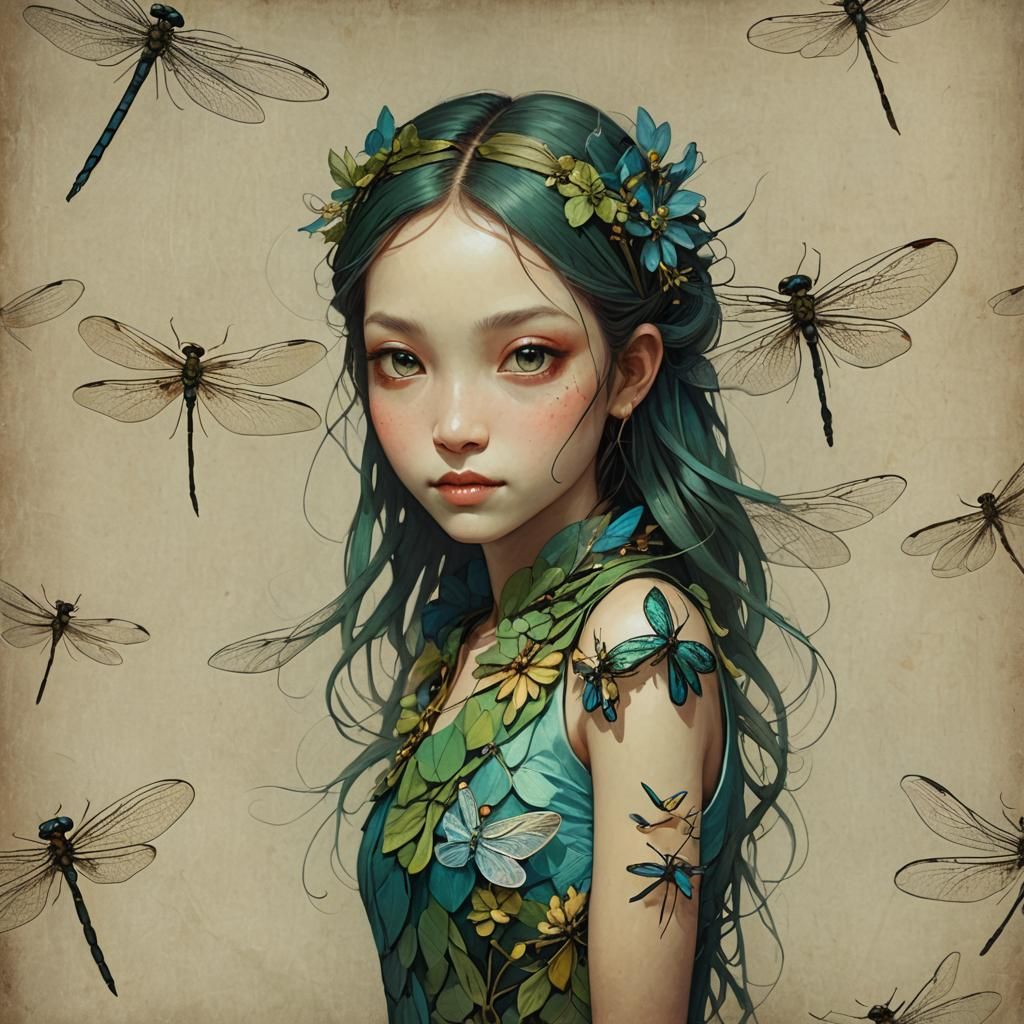Dragonfly Girl Portrait: A Whimsical Fusion