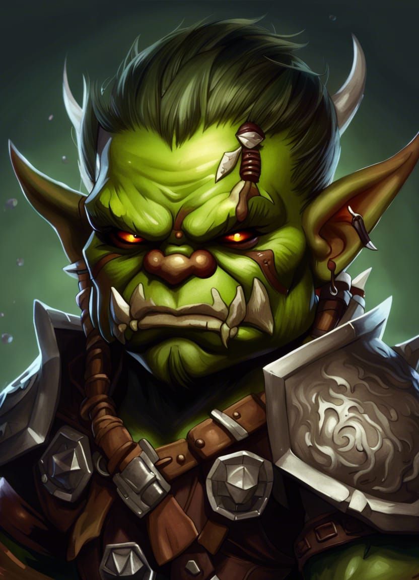 Ork Warrior Portrait in Fantasycore Style