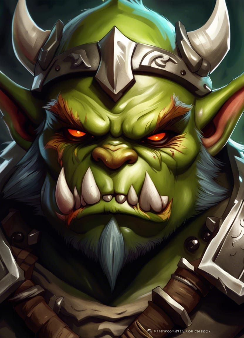 Ork Warrior Portrait in Fantasycore Style