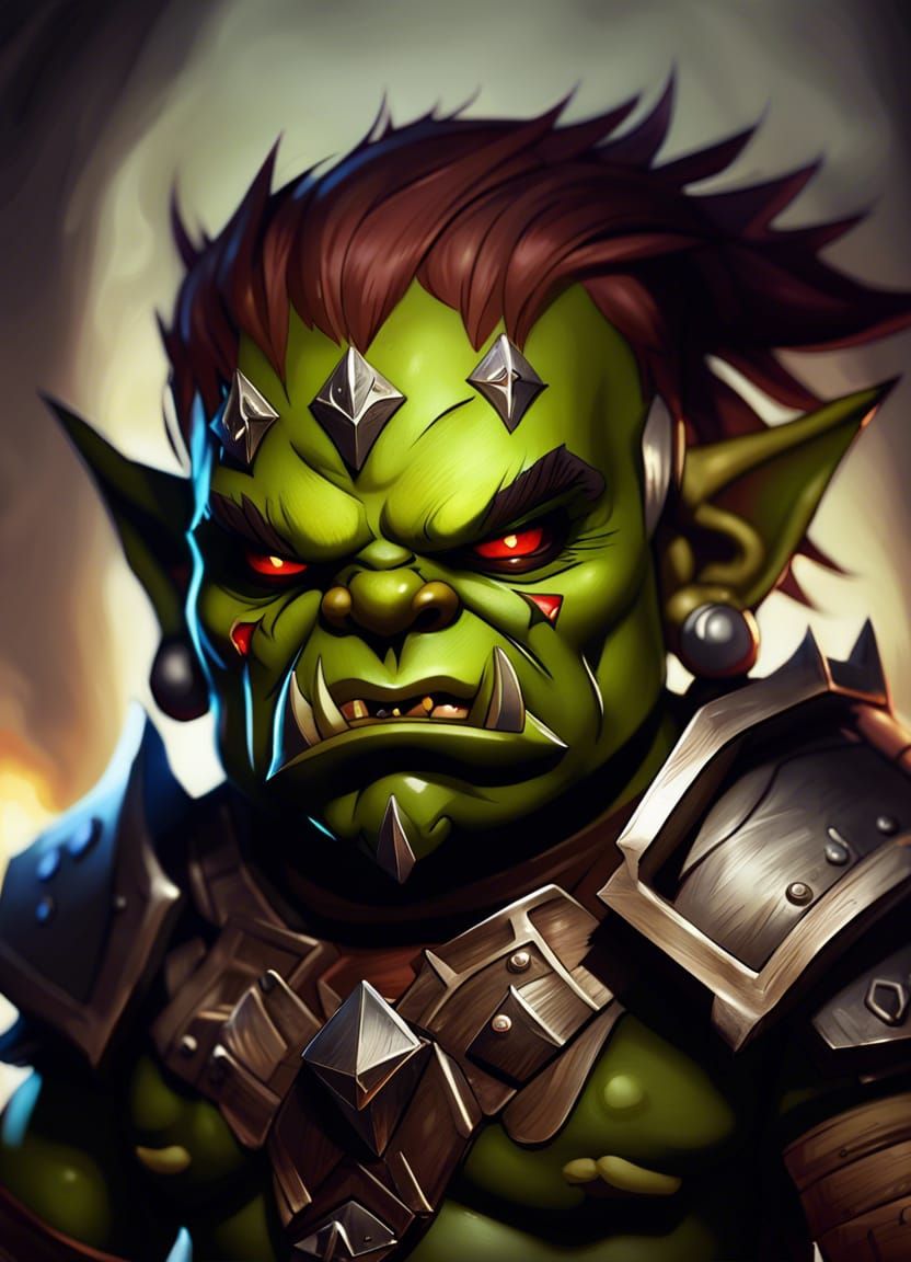 Ork Warrior Portrait in Hyper-Detailed Fantasycore Style