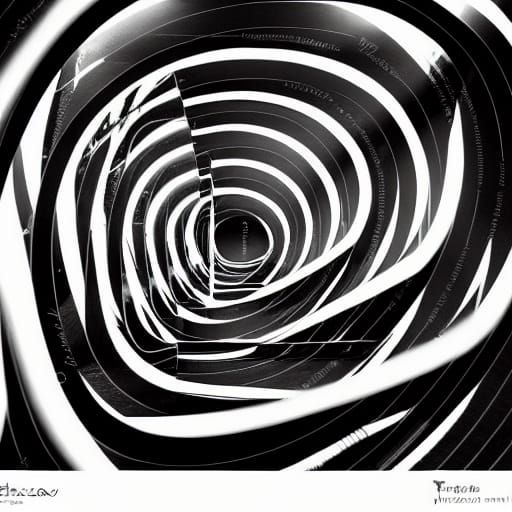 Endless Black Spiral Staircase in Film Noir Style