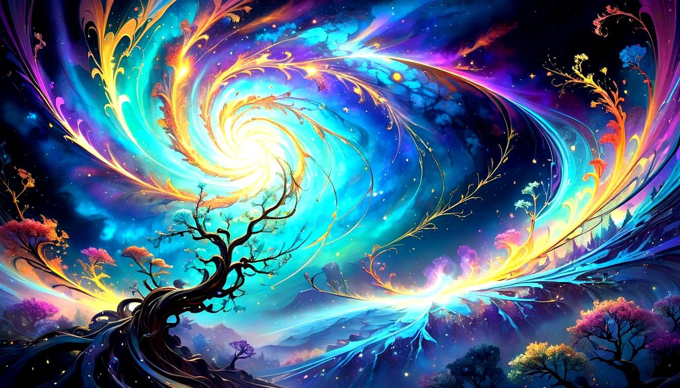 Galactic Dreamscape in Vibrant Oil Painting Style