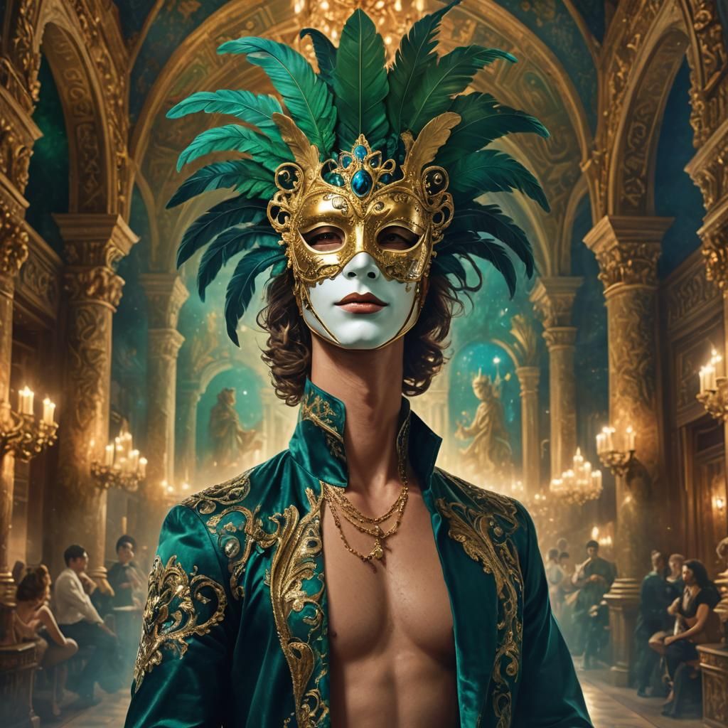 Mysterious Masquerade: Fantasy Art of Masked Man