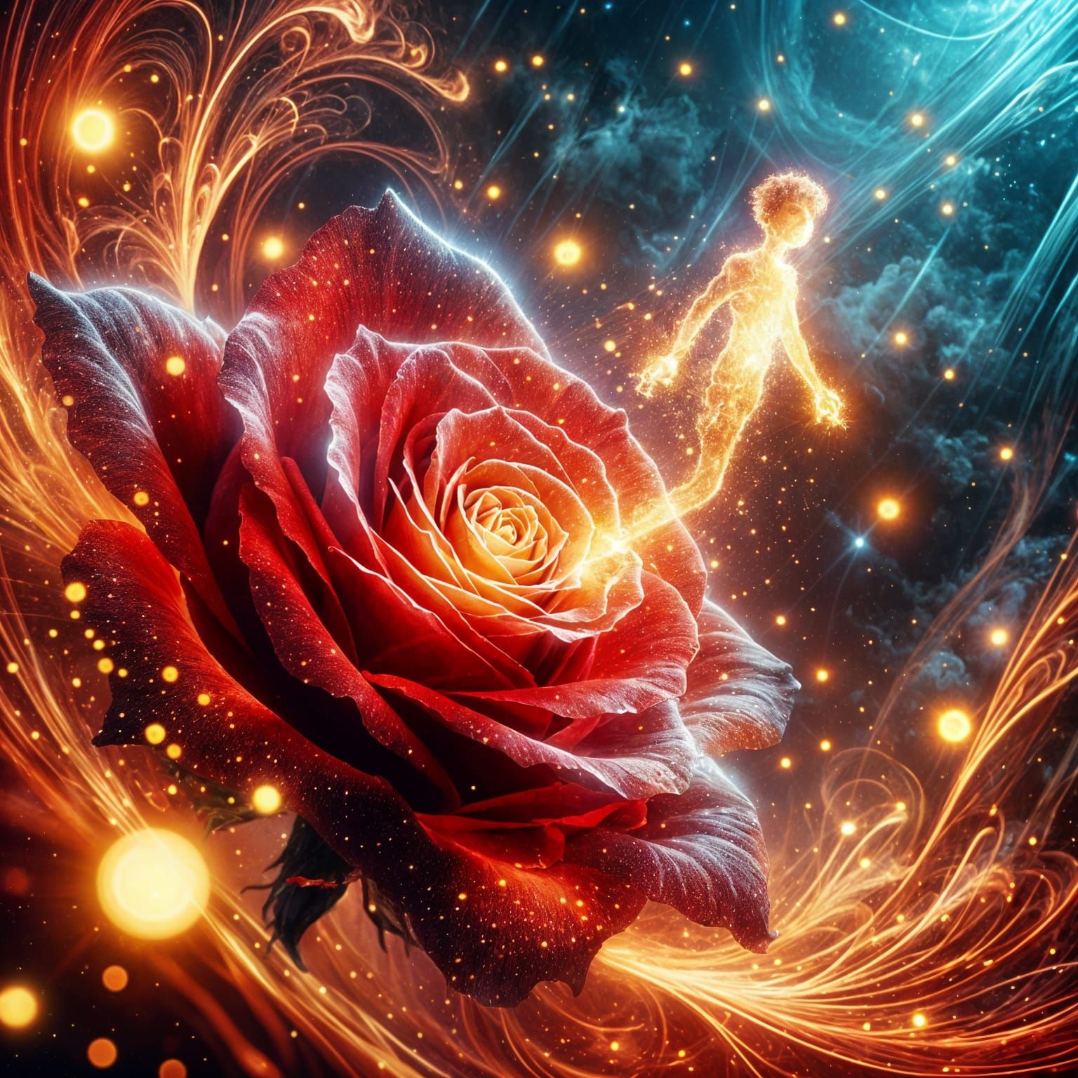 The little prince in captivity of the rose