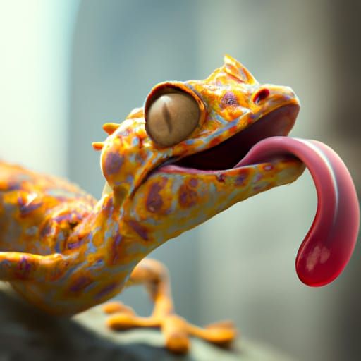 Gecko Licking Eye in Detailed Fantasy Art