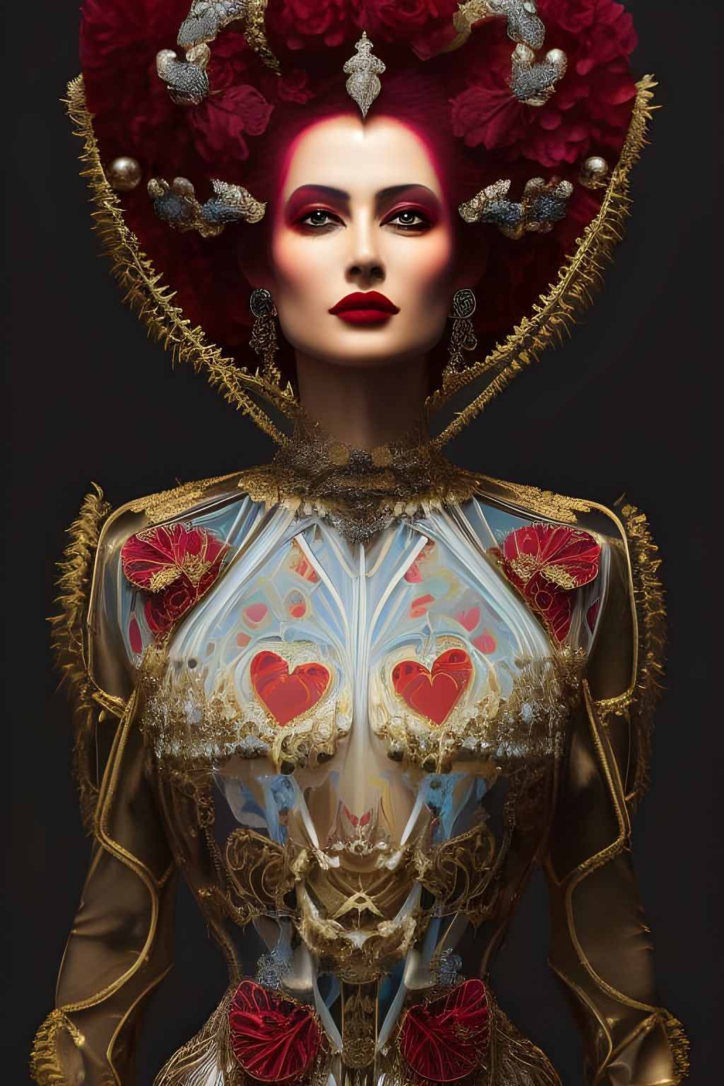 Fractal Queen of Hearts in Hyperdetailed Fantasy Art