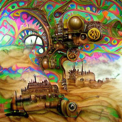 Psychedelic Steampunk World: A Surreal Vision