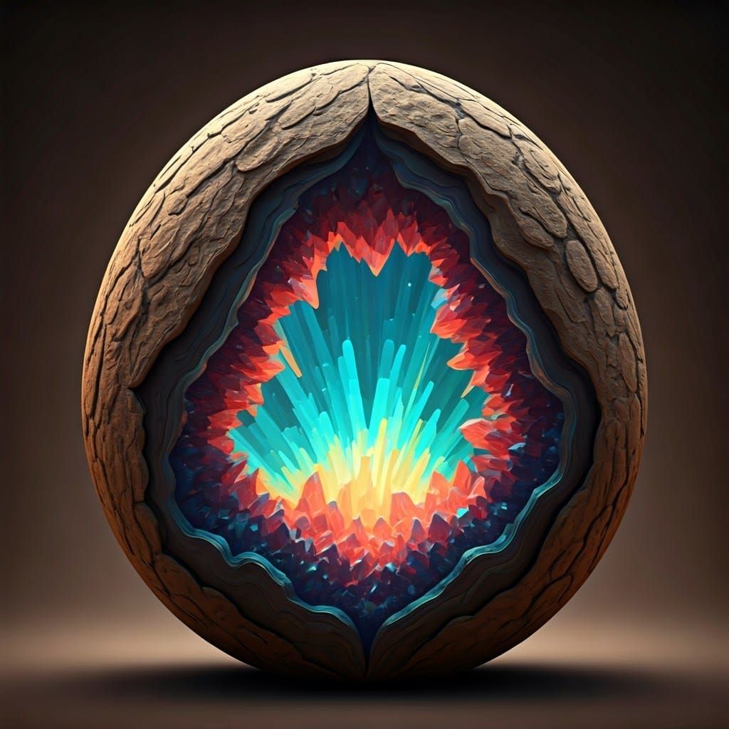 Iridescent Geode Interior in Digital Art Style