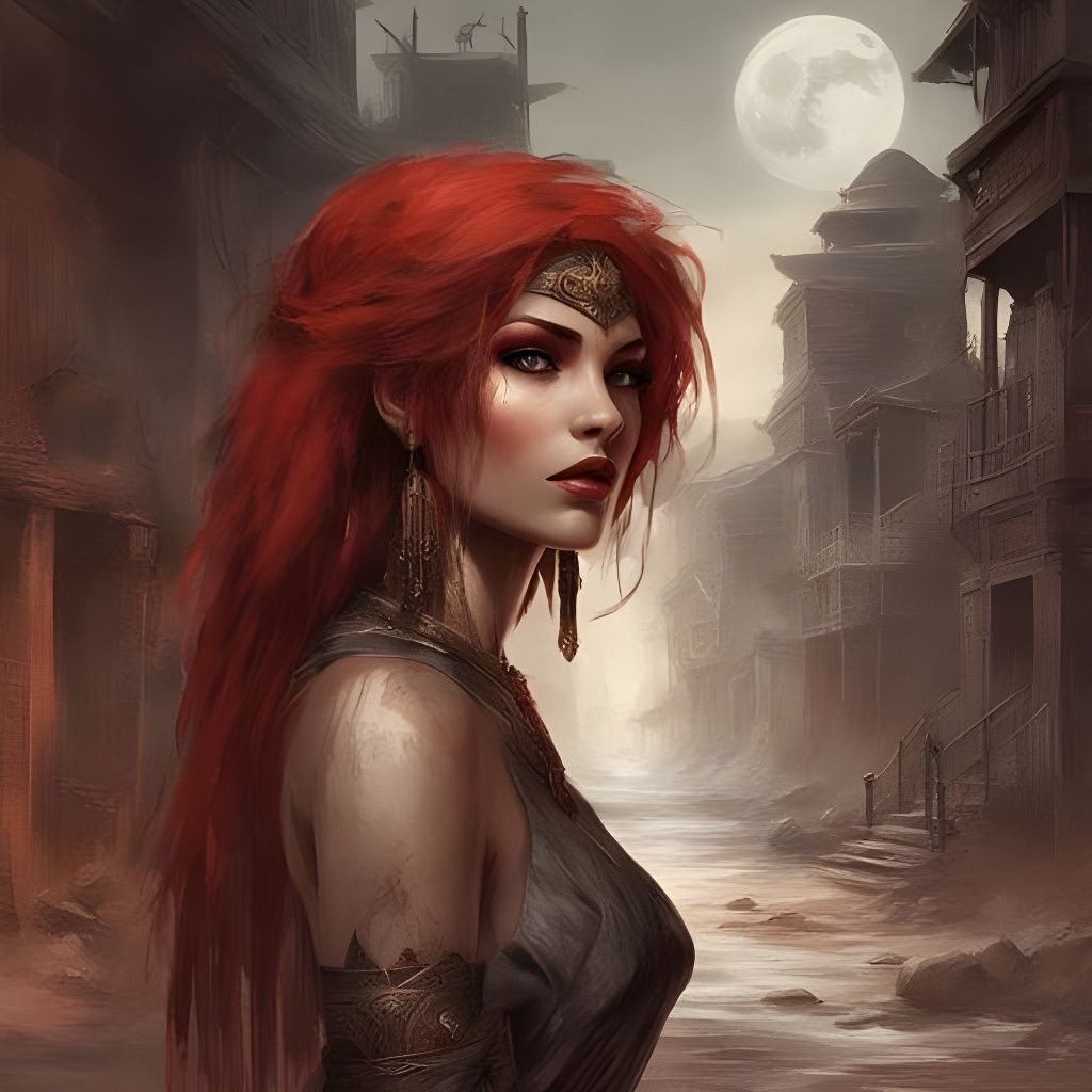 Stunning Red-Haired Egyptian Beauty in Royo Style