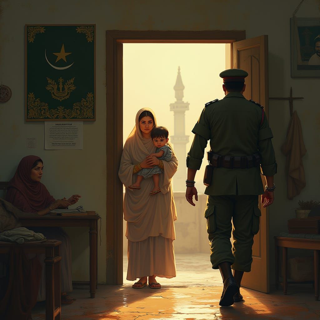 Pakistani Soldier's Emotional Farewell in Traditional Attire