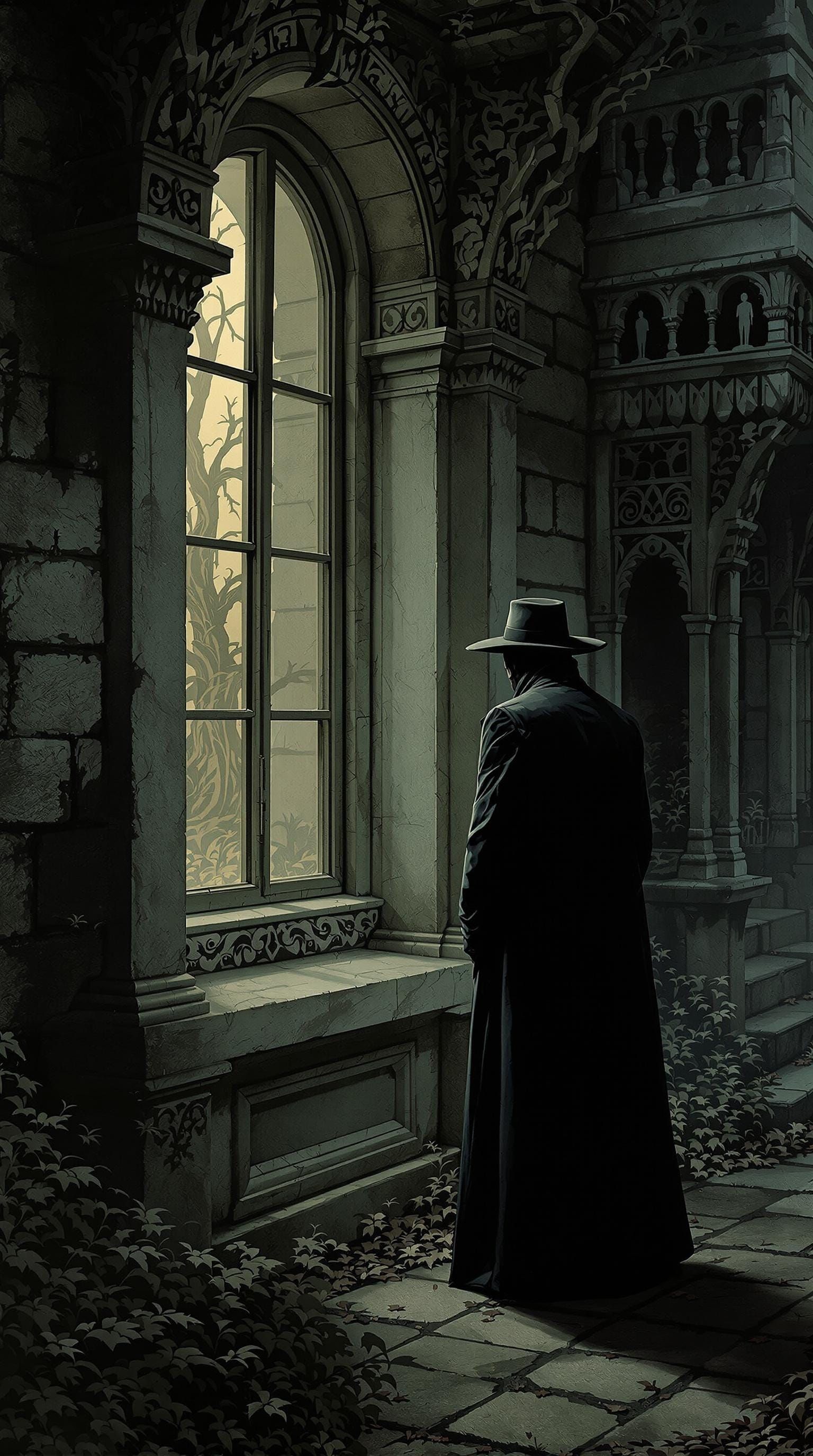 person peeping into a window