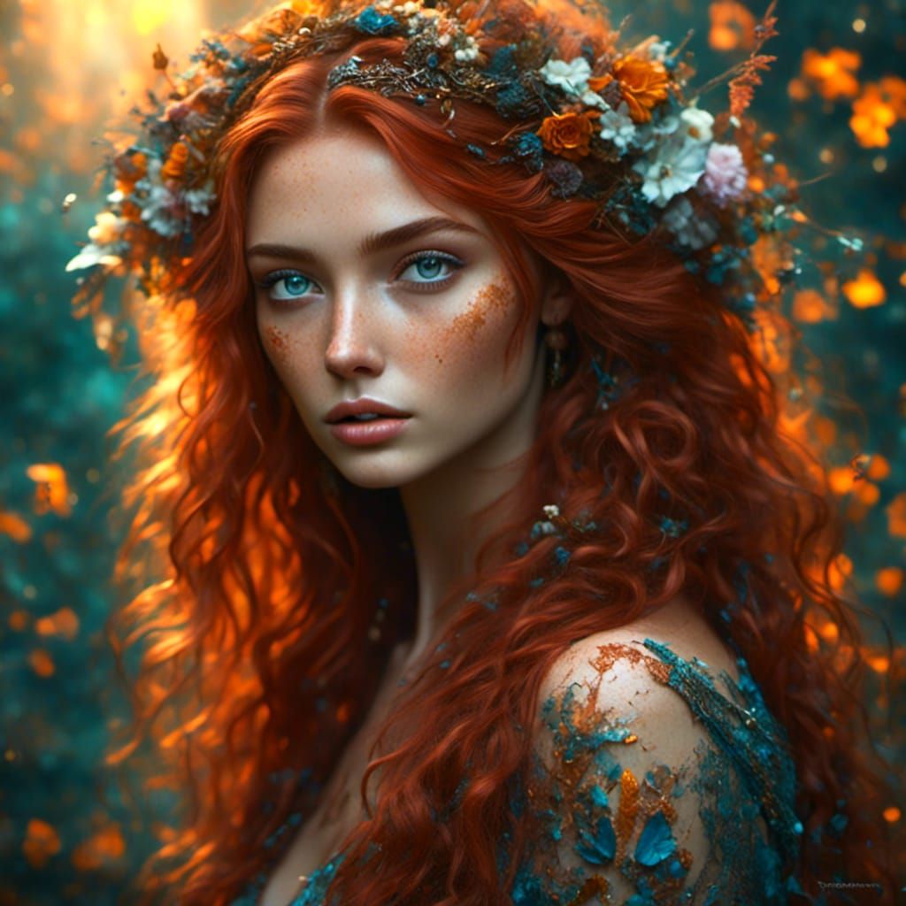 Celtic Beauty with Flowing Copper Hair